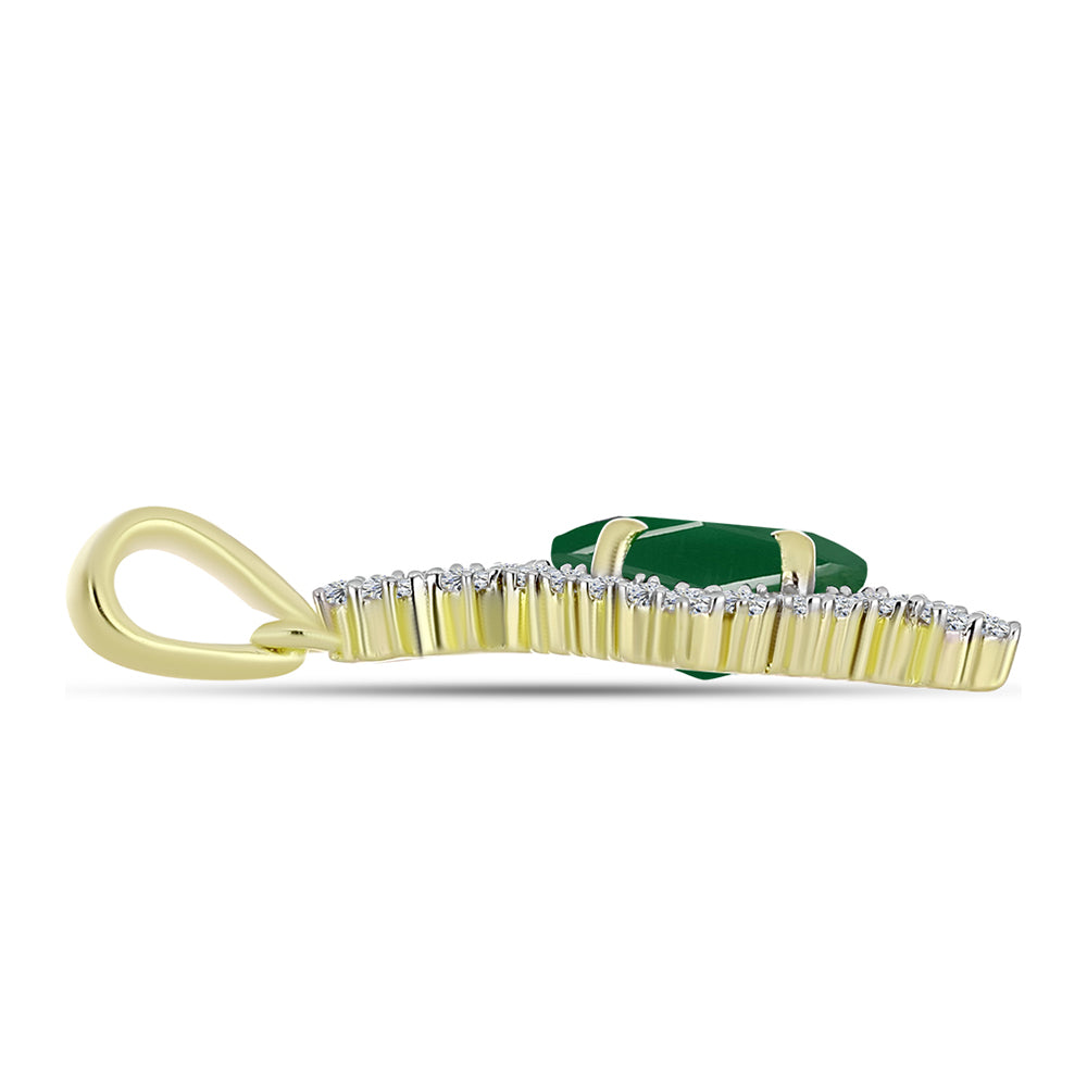 Colgante de Plata Bañada en Oro con Ágata Verde y Topacio Blanco