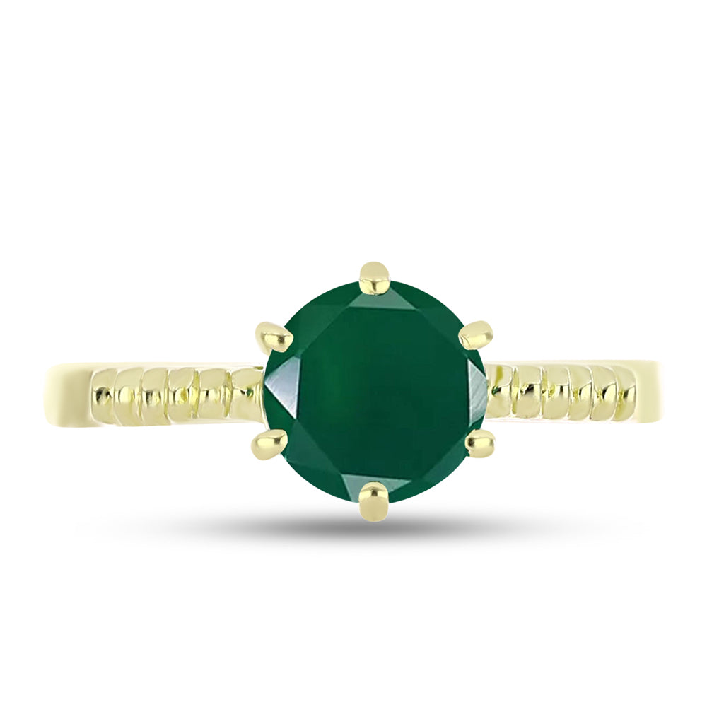 Anillo de Plata Bañada en Oro con Ágata Verde 1 