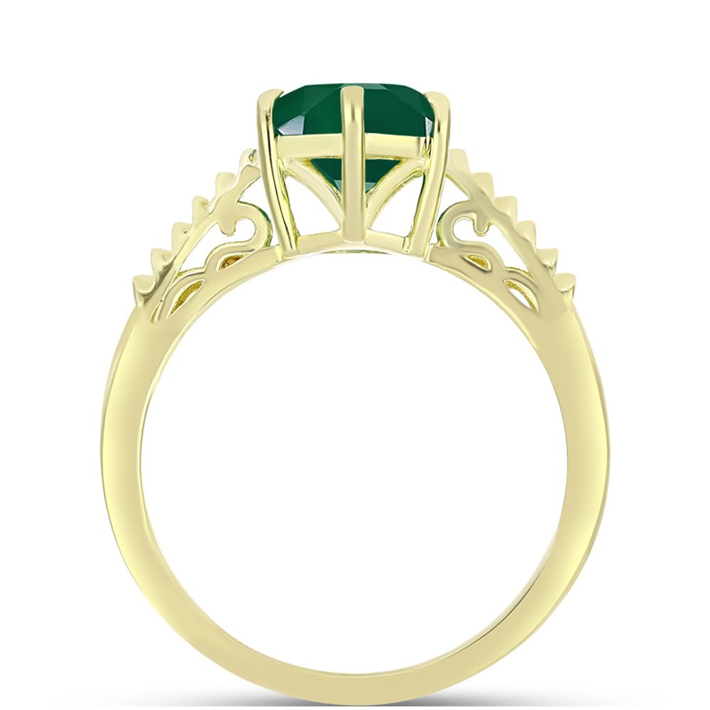 Anillo de Plata Bañada en Oro con Ágata Verde