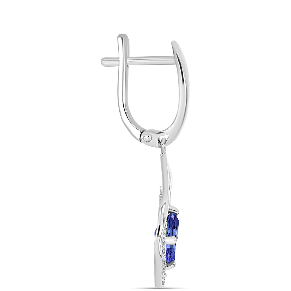 Pendientes de Plata con Tanzanita AAA y Diamante blanco 2 