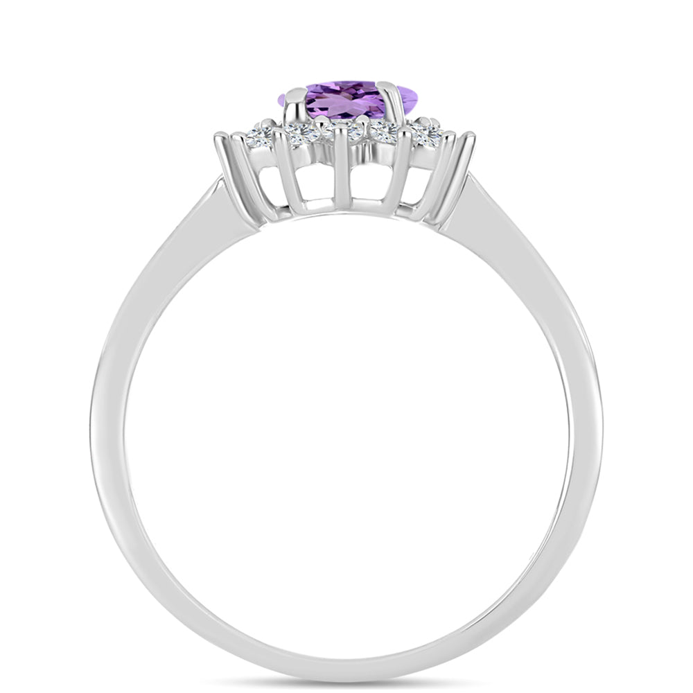 Anillo de Plata con Amatista Rosa de Francia y Topacio Blanco