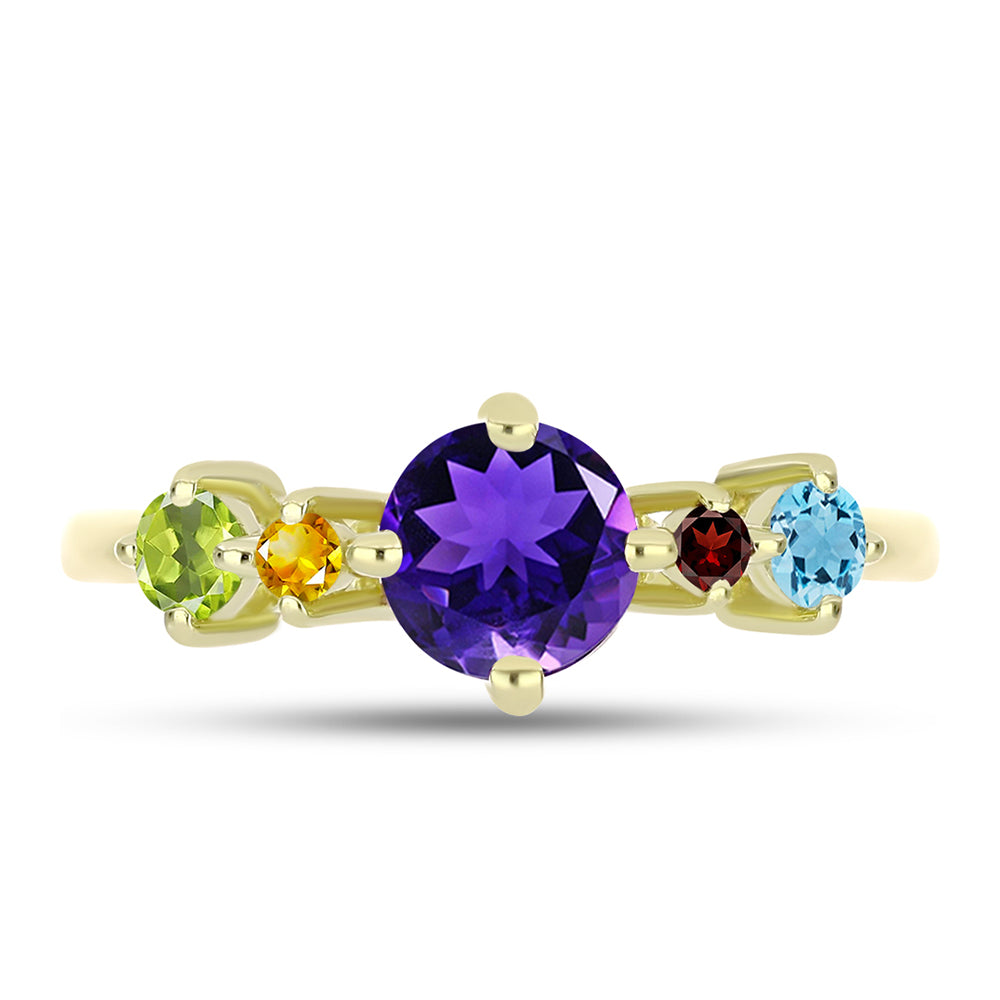 Anillo de Plata Bañada en Oro con Amatista de Marruecos y Peridoto de Changbai 1 