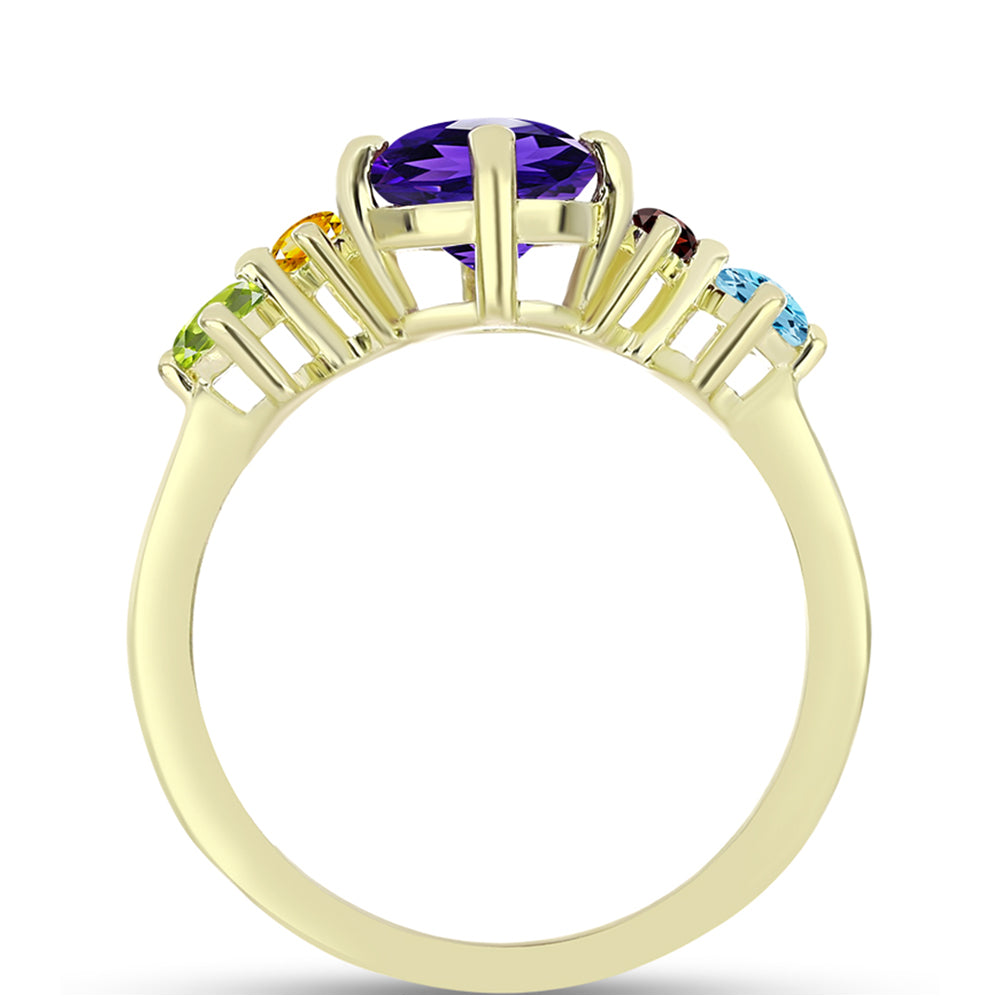 Anillo de Plata Bañada en Oro con Amatista de Marruecos y Peridoto de Changbai 2 