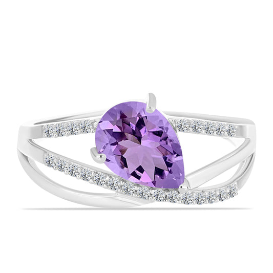 Anillo de Plata con Amatista Rosa de Francia y Topacio Blanco