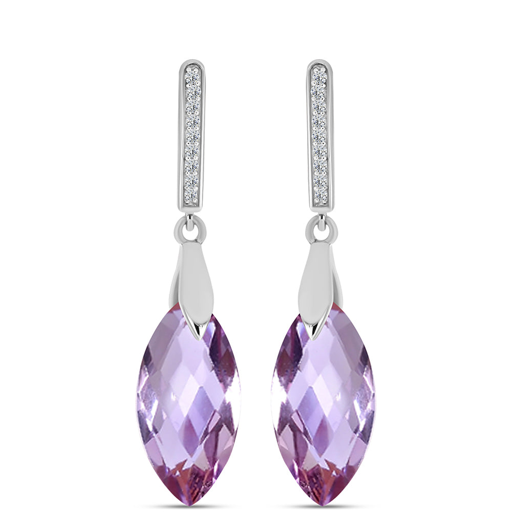 Pendientes de Plata con Amatista Rosa de Francia y Topacio Blanco 1 