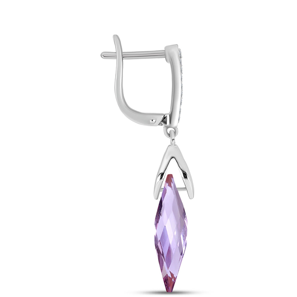 Pendientes de Plata con Amatista Rosa de Francia y Topacio Blanco 2 