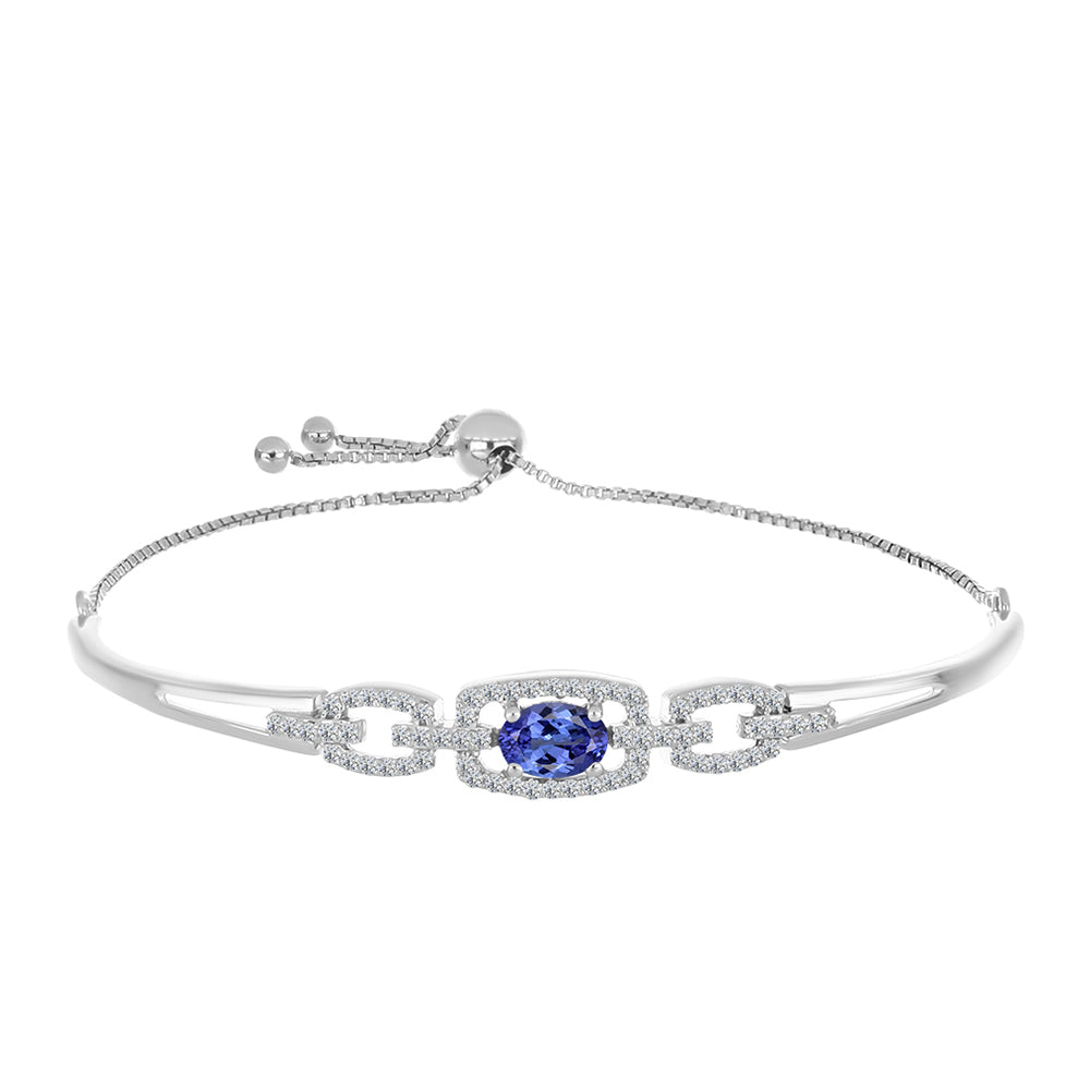 Pulsera de Plata con Tanzanita AAA y Diamante blanco