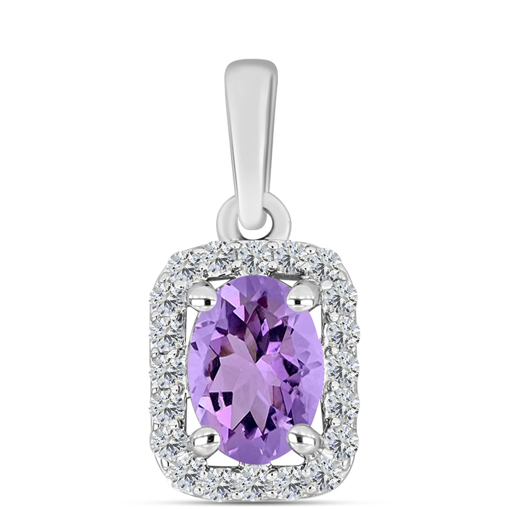 Colgante de Plata con Amatista Rosa de Francia y Topacio Blanco 1 