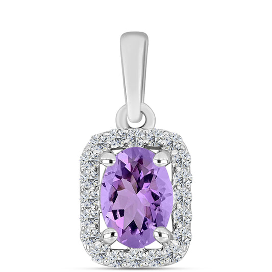 Colgante de Plata con Amatista Rosa de Francia y Topacio Blanco