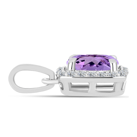 Colgante de Plata con Amatista Rosa de Francia y Topacio Blanco