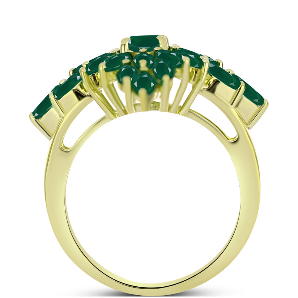 Anillo de Plata Bañada en Oro con Ágata Verde