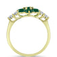 Anillo de Plata Bañada en Oro con Ágata Verde y Topacio Blanco
