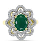 Anillo de Plata Bañada en Oro con Ágata Verde y Topacio Blanco