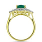 Anillo de Plata Bañada en Oro con Ágata Verde y Topacio Blanco