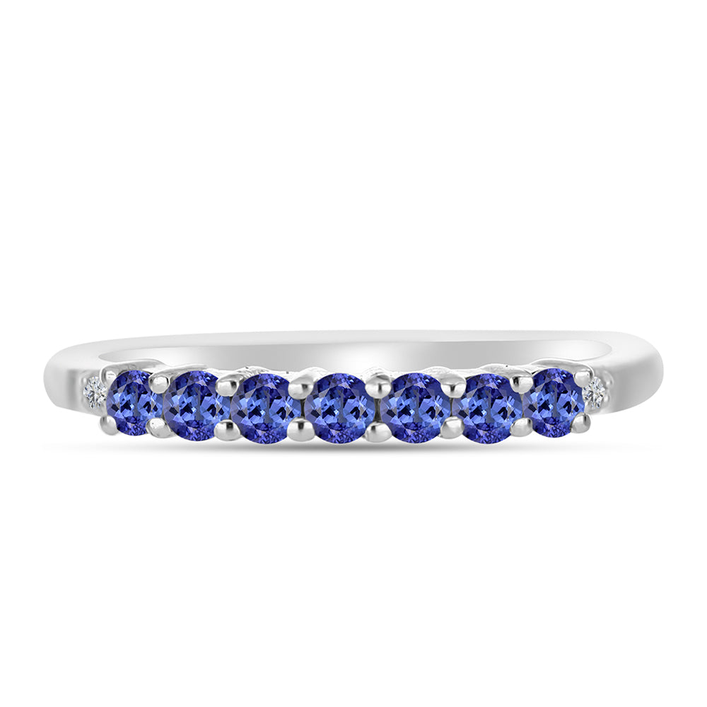 Anillo de Plata con Tanzanita AAA y Diamante blanco