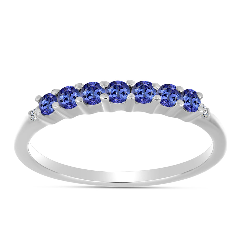 Anillo de Plata con Tanzanita AAA y Diamante blanco
