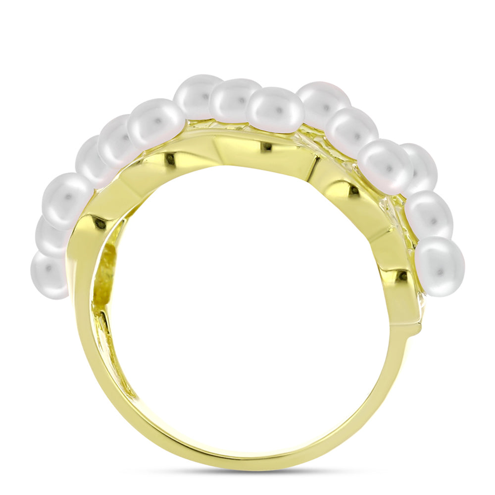 Anillo de Plata Bañada en Oro con Perla de Agua Dulce 2 