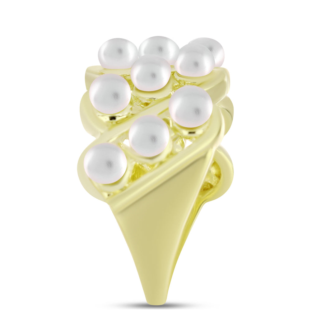 Anillo de Plata Bañada en Oro con Perla de Agua Dulce 4 