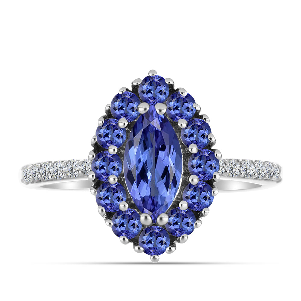 Anillo de Plata con Tanzanita AAA y Diamante blanco 1 