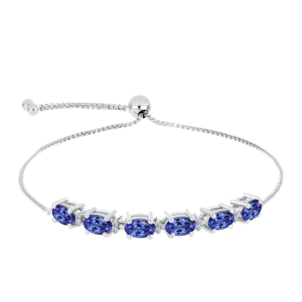 Pulsera de Plata con Tanzanita AAA y Diamante blanco 1 