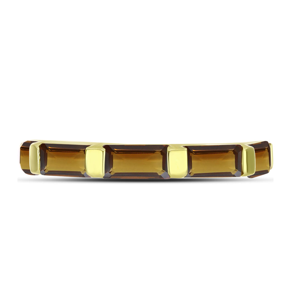 Anillo de Plata Bañada en Oro con Cuarzo Coñac