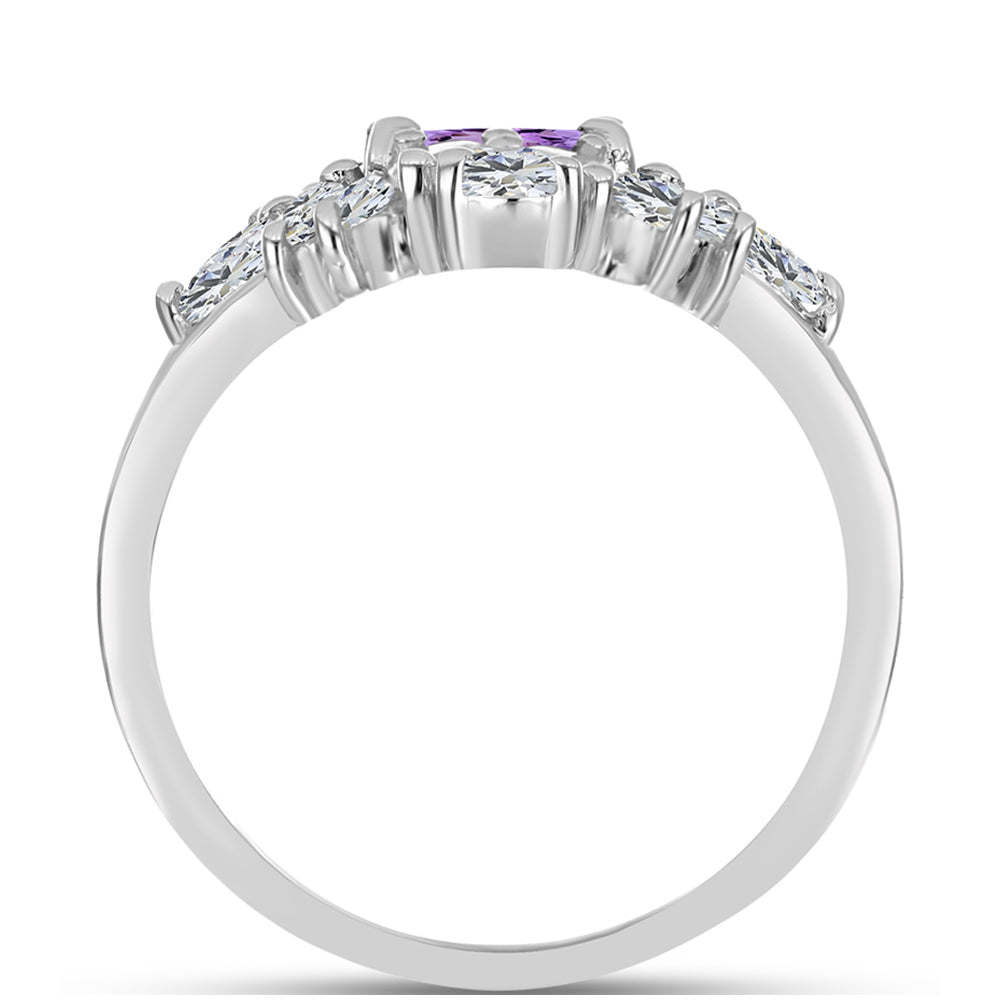 Anillo de Plata con Amatista Rosa de Francia y Topacio Blanco