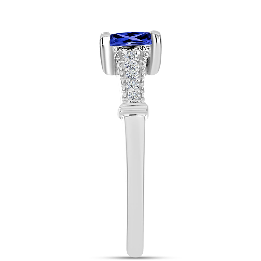 Anillo de Plata con Tanzanita AAA y Diamante blanco