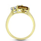 Anillo de Plata Bañada en Oro con Cuarzo Coñac y Topacio Blanco