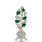 Broche de Plata Bañada en Oro con Ágata Verde y Zircón Blanco