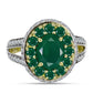 Anillo de Plata Bañada en Oro con Ágata Verde y Topacio Blanco