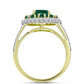 Anillo de Plata Bañada en Oro con Ágata Verde y Topacio Blanco