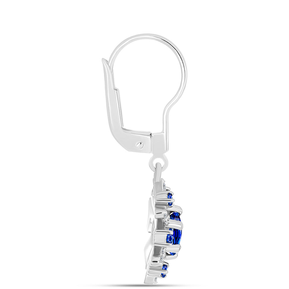 Pendientes de Plata con Zafiro Azul Australiano y Topacio Blanco 2 