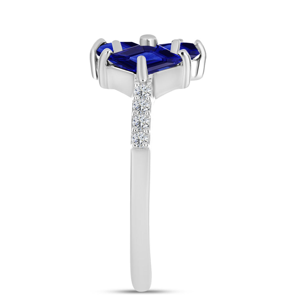 Anillo de Plata con Zafiro Azul Australiano y Topacio Blanco