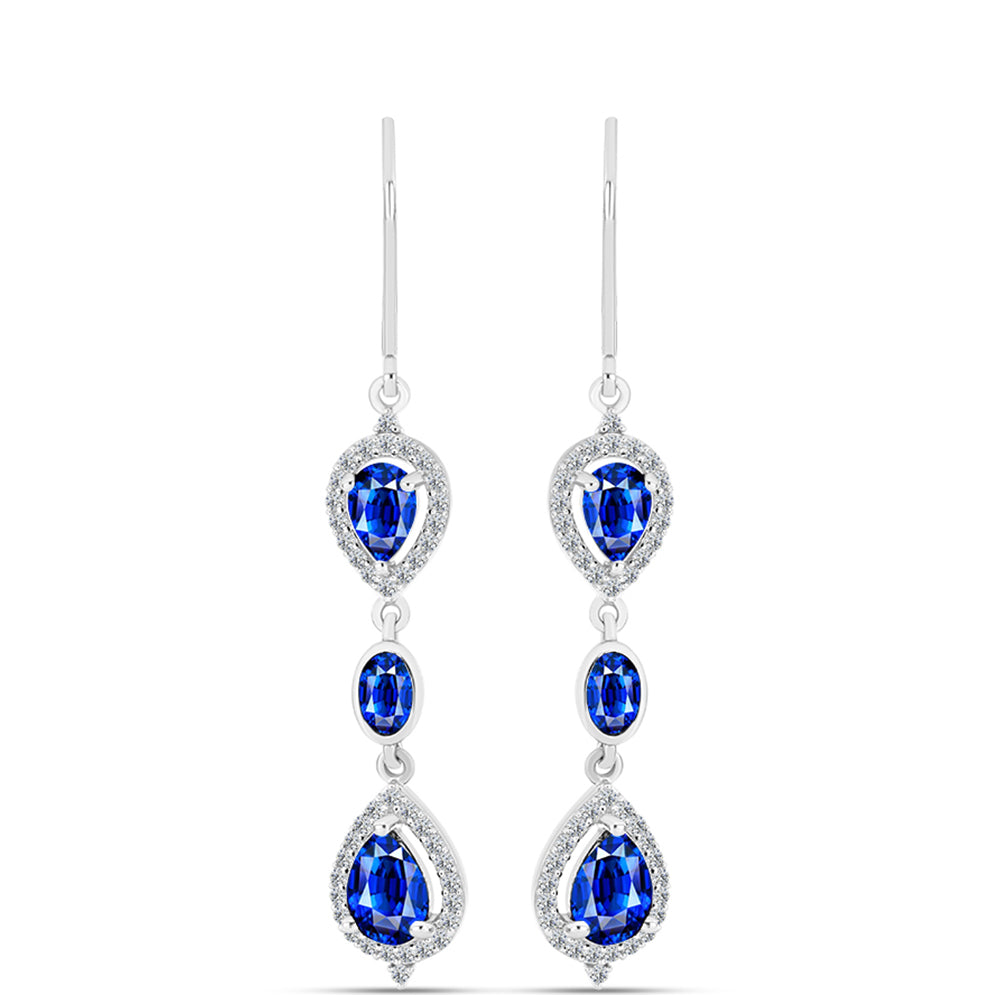 Pendientes de Plata con Zafiro Azul Australiano y Topácio Blanco 1 