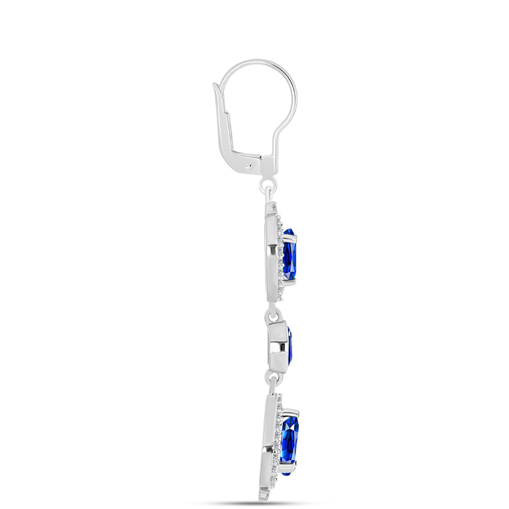 Pendientes de Plata con Zafiro Azul Australiano y Topácio Blanco 2 