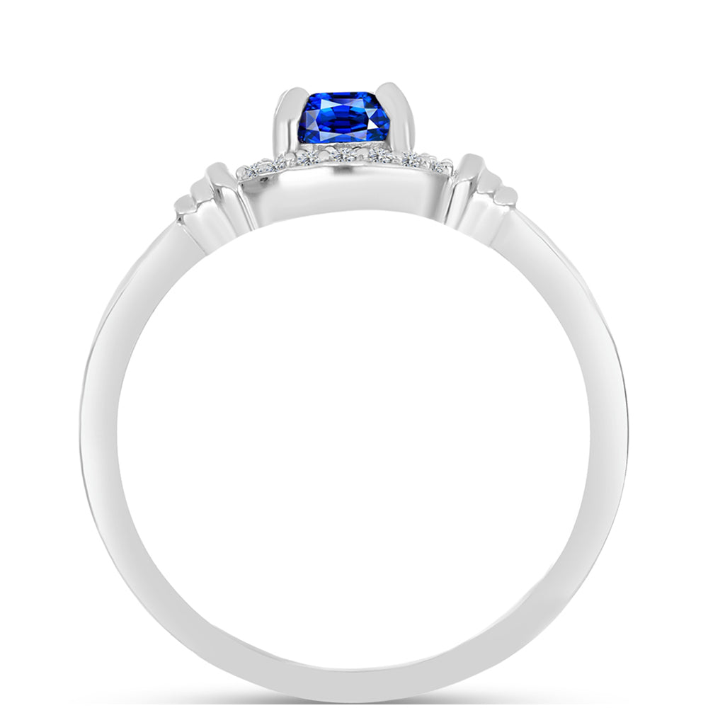 Anillo de Plata con Zafiro Azul Australiano y Topacio Blanco 2 