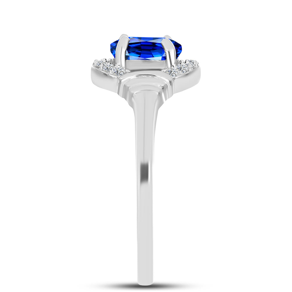 Anillo de Plata con Zafiro Azul Australiano y Topacio Blanco 4 