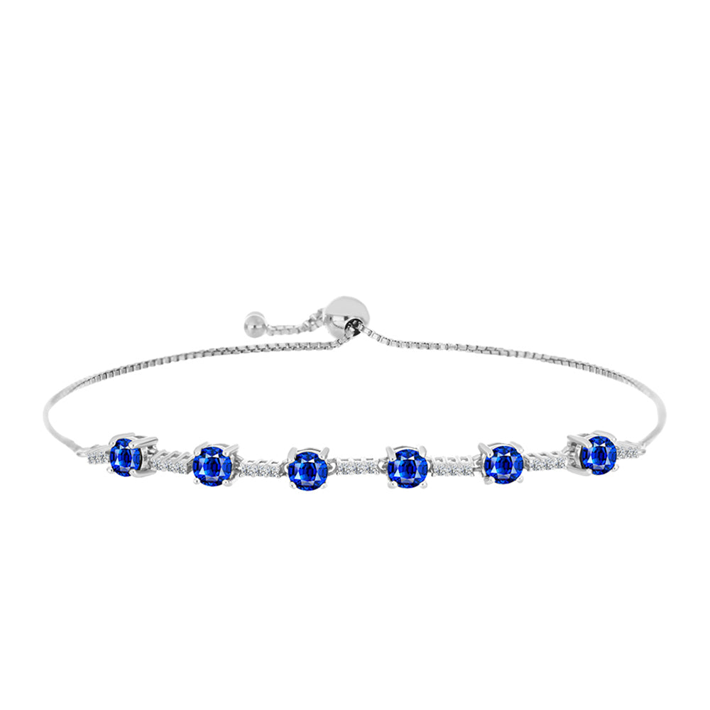 Pulsera de Plata con Zafiro Azul Australiano y Topacio Blanco 1 