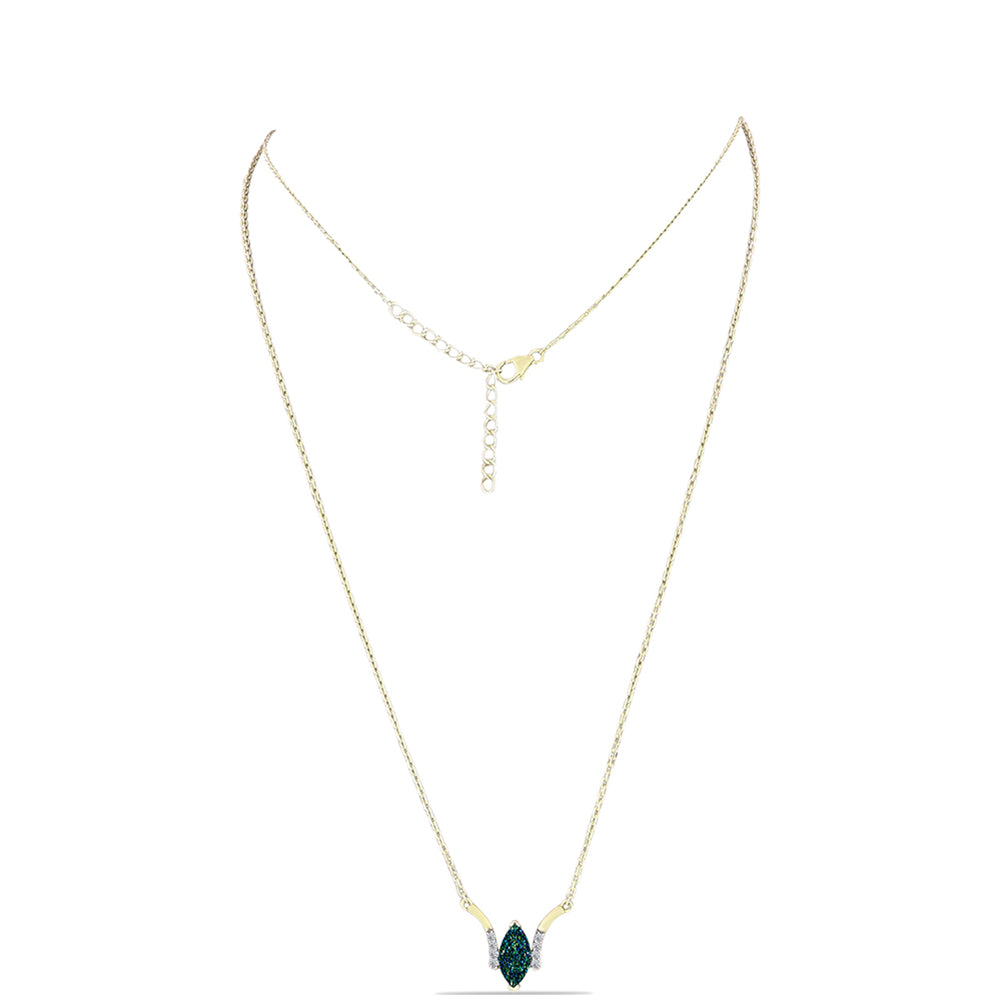 Collar de Plata Bañada en Oro con Drusa Verde y Topacio Blanco 1 