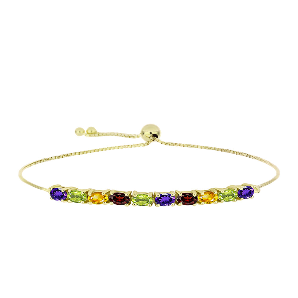 Pulsera de Plata Bañada en Oro con Amatista de Marruecos y Citrino de los Montes Urales 1 