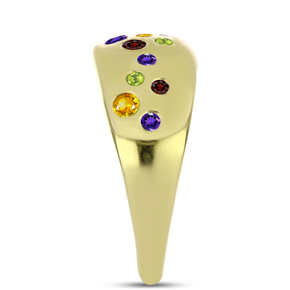Anillo de Plata Bañada en Oro con Amatista de Marruecos y Citrino de los Montes Urales 4 