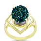 Anillo de Plata Bañada en Oro con Drusa Verde