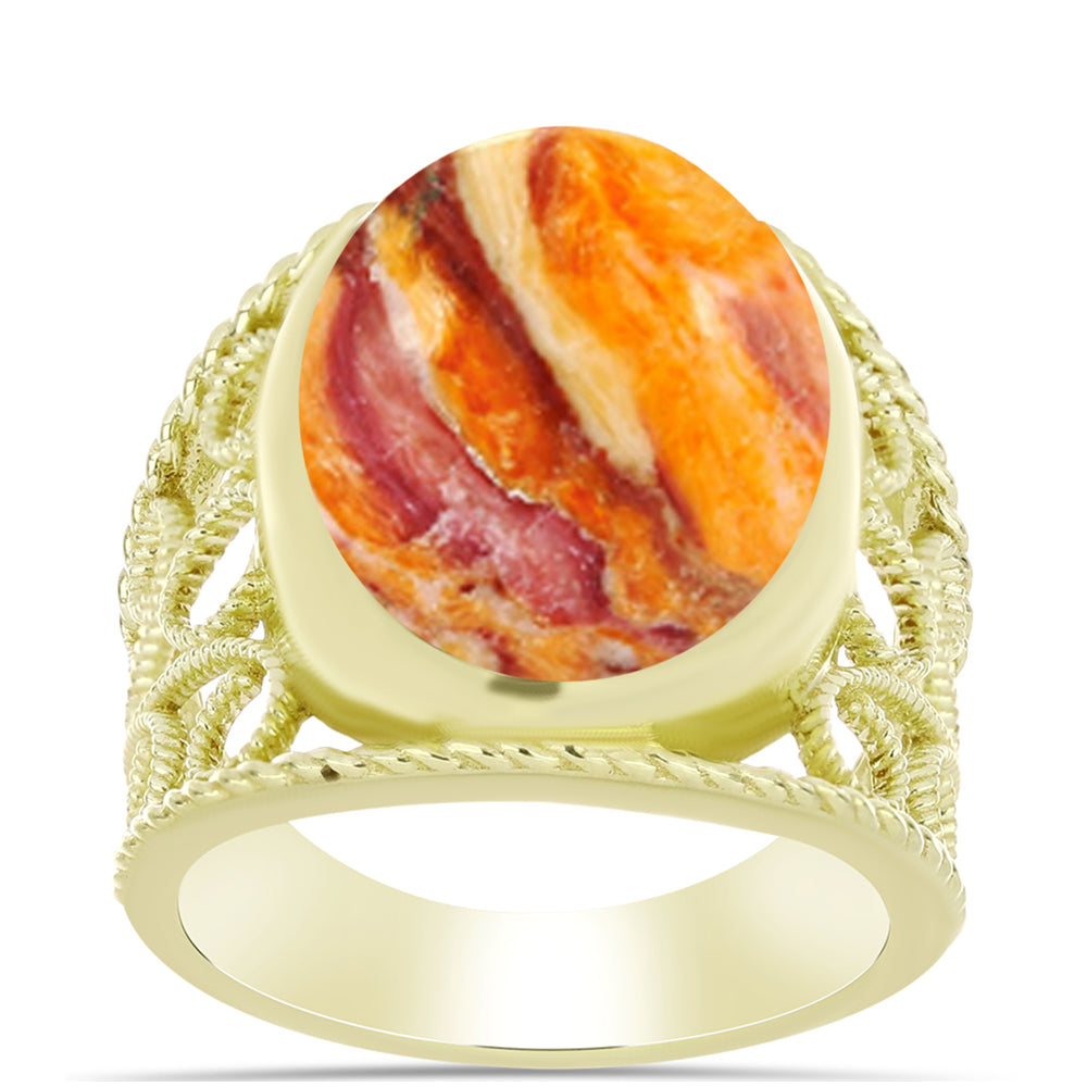 Anillo de Plata Bañada en Oro con Jaspe Garra de León 3 