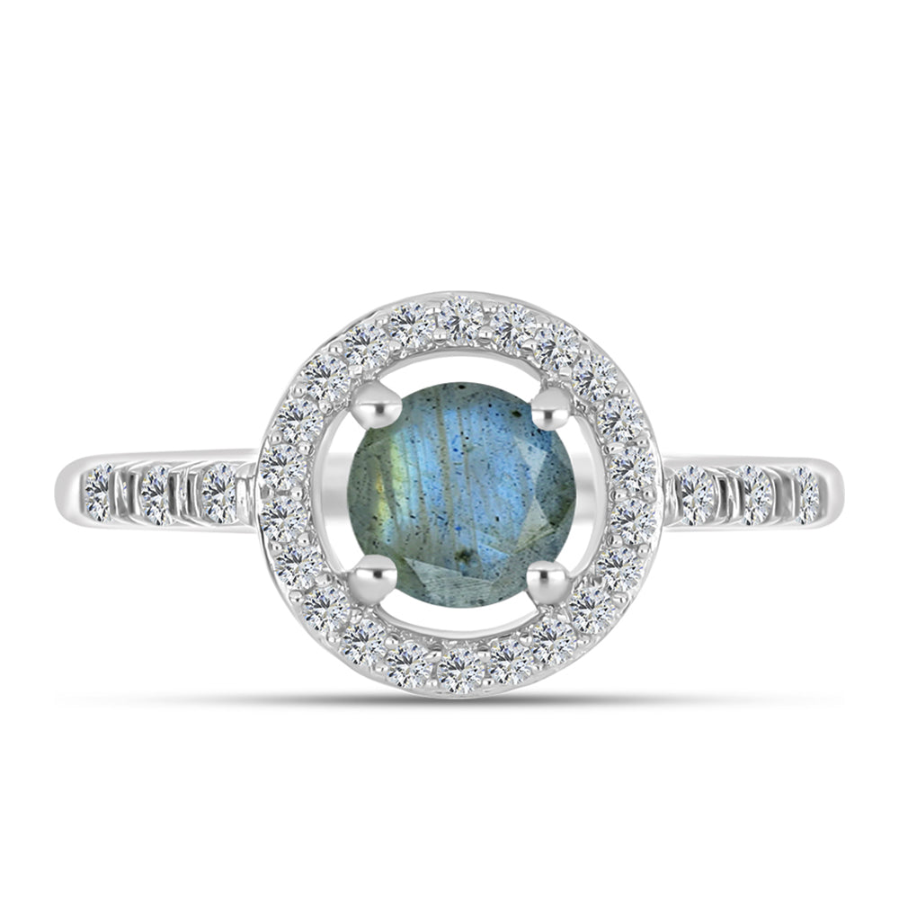 Anillo de Plata con Labradorita y Topacio Blanco 1 