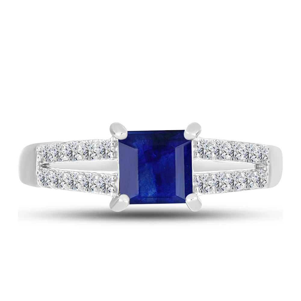 Anillo de Plata con Zafiro Azul Australiano y Topacio Blanco 1 