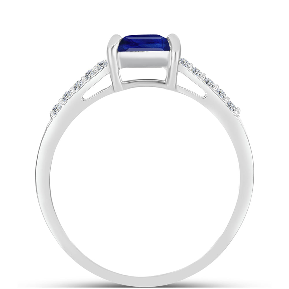 Anillo de Plata con Zafiro Azul Australiano y Topacio Blanco