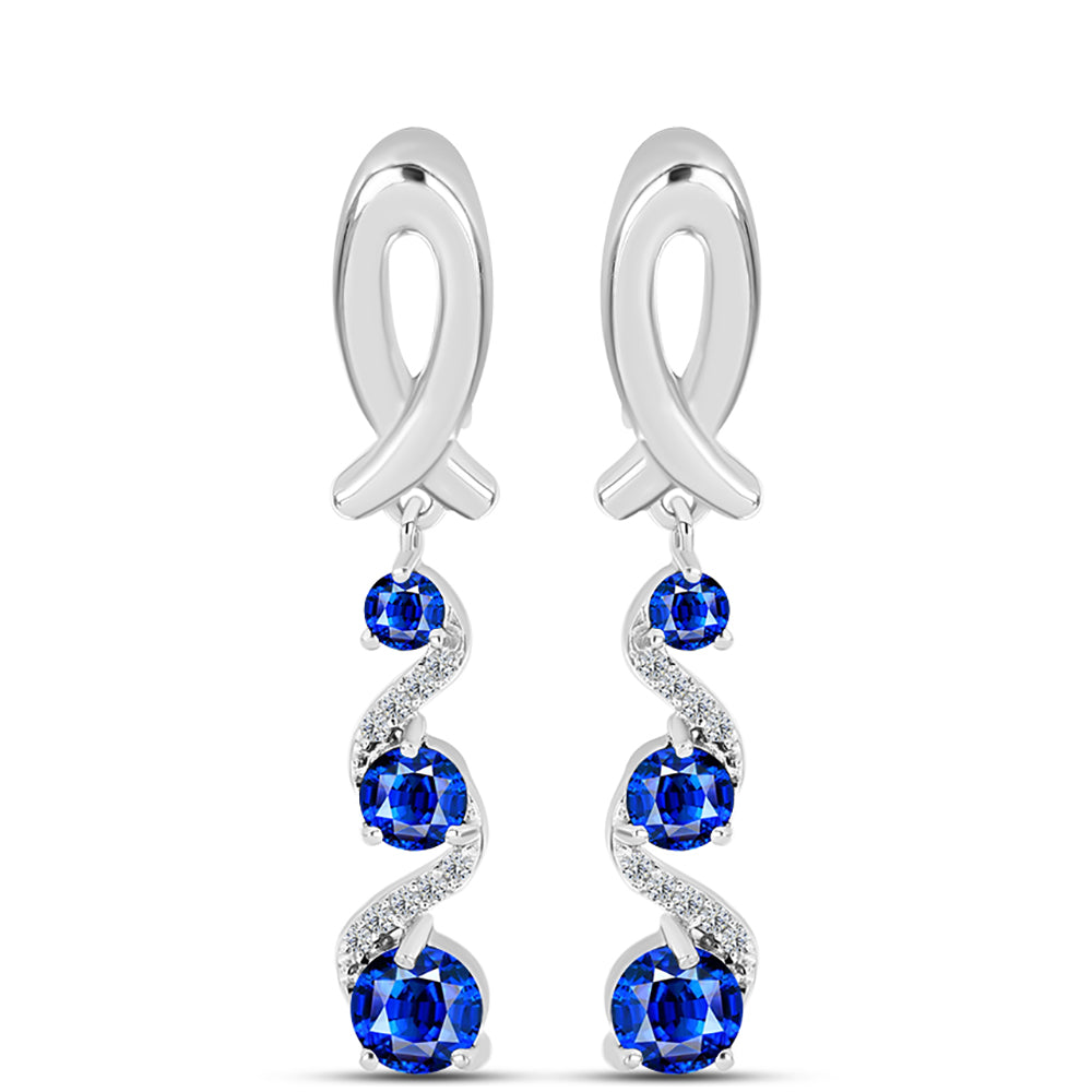 Pendientes de Plata con Zafiro Azul Australiano y Topacio Blanco