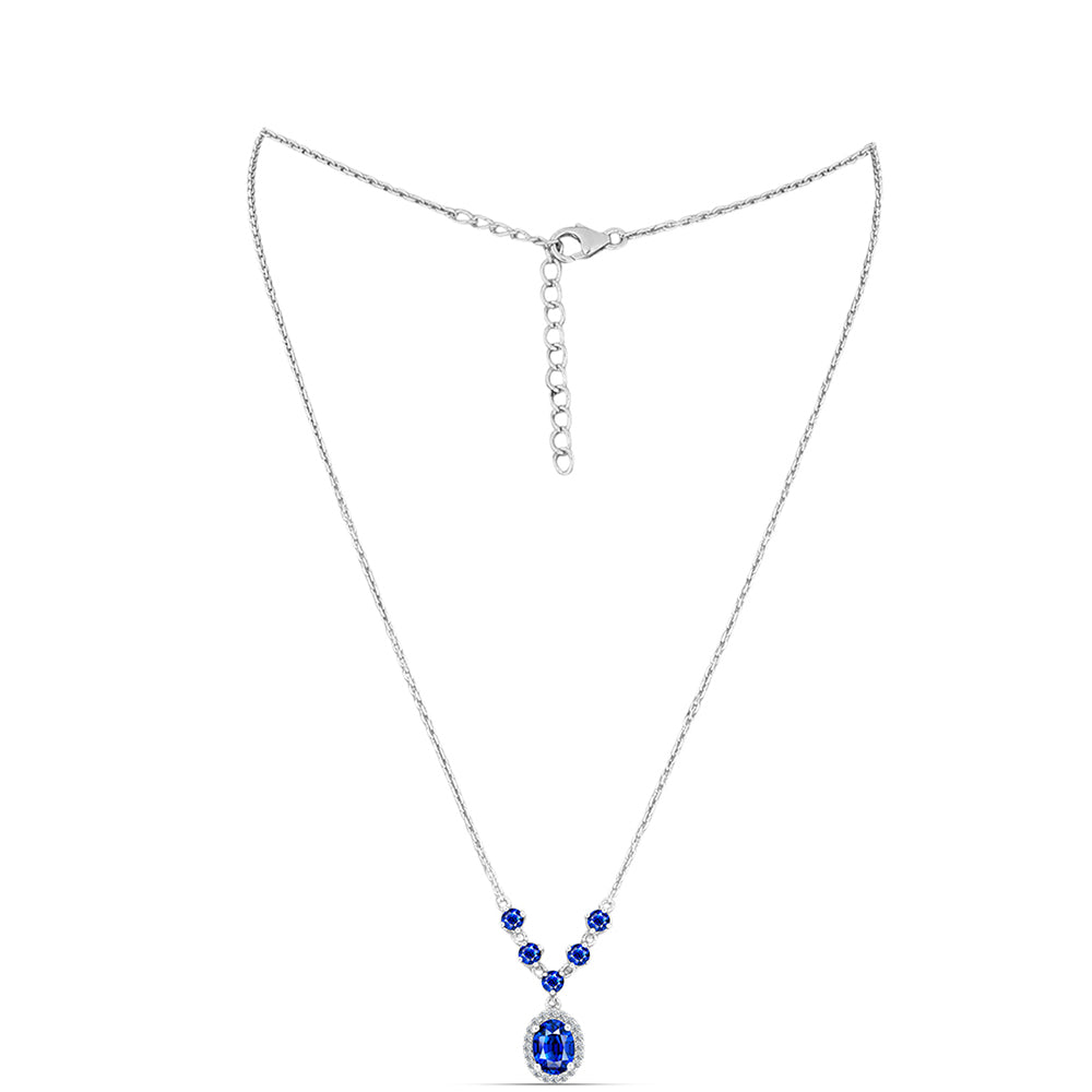 Collar de Plata con Zafiro Azul Australiano y Topacio Blanco 1 