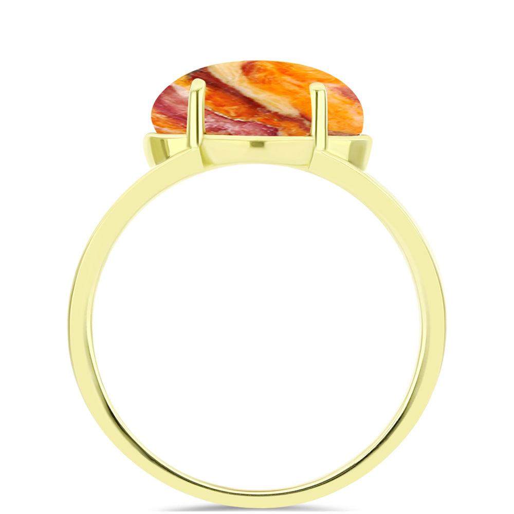 Anillo de Plata Bañada en Oro con Jaspe Garra de León