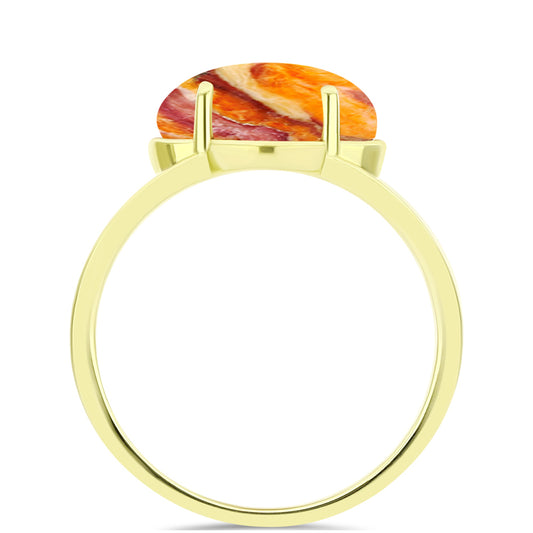 Anillo de Plata Bañada en Oro con Jaspe Garra de León
